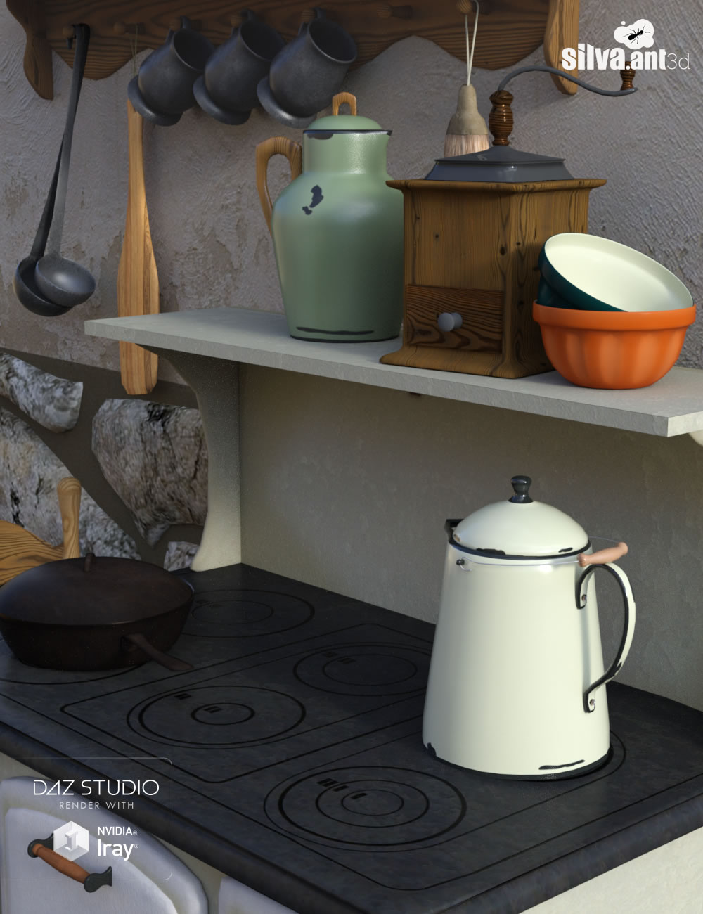 Pioneer Kitchen by: SilvaAnt3d, 3D Models by Daz 3D