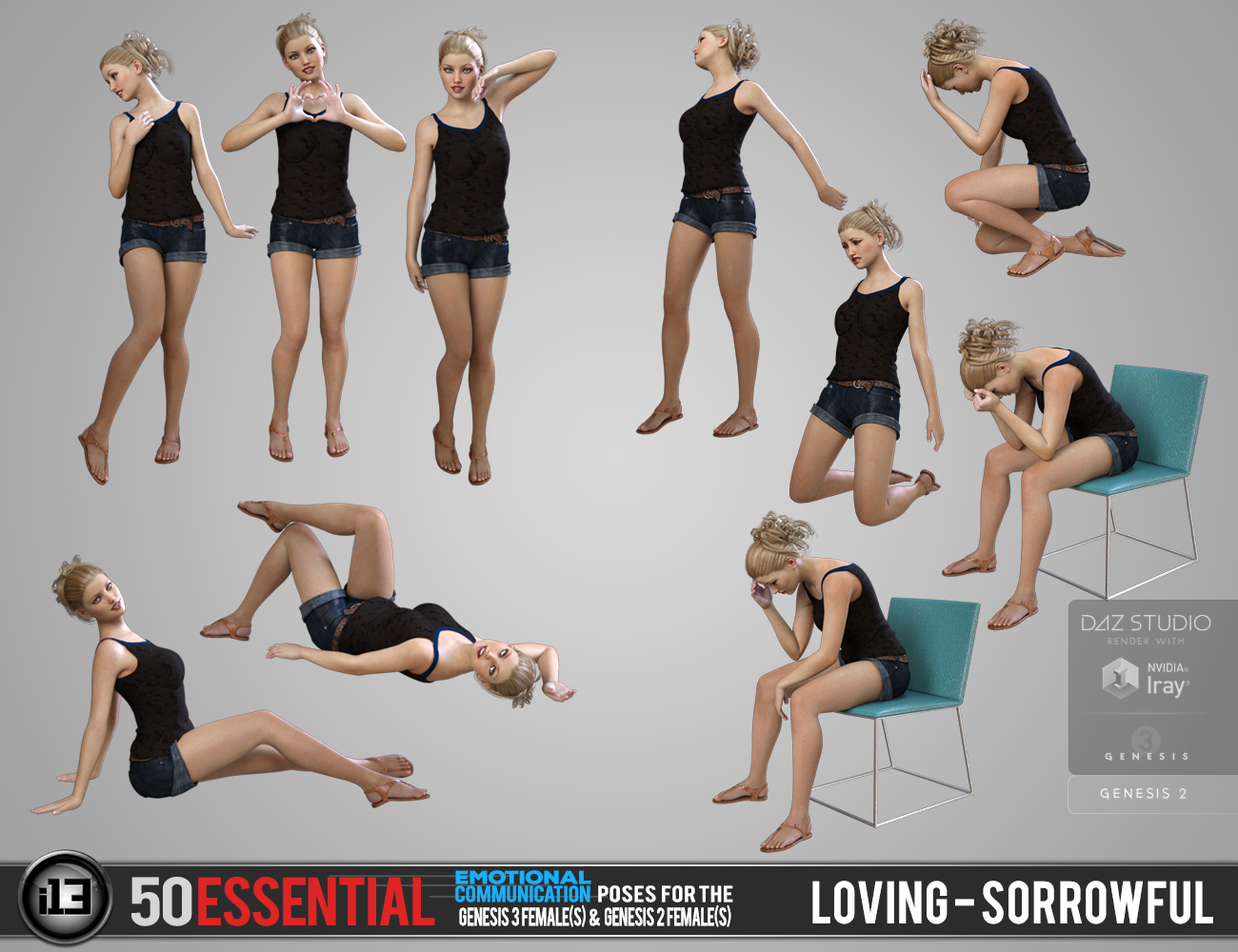 i13 50 Essential Emotional Communication Poses by: ironman13, 3D Models by Daz 3D