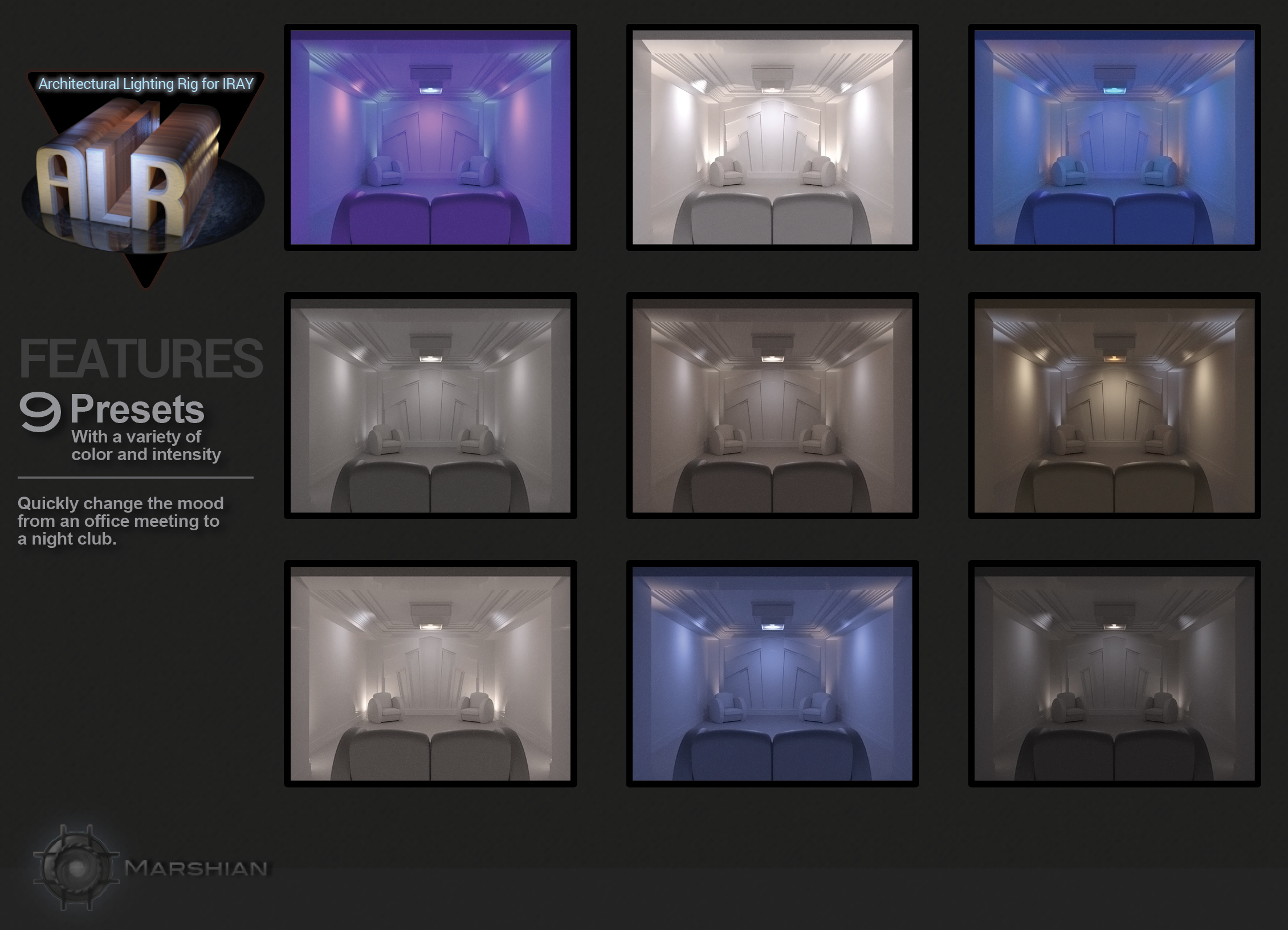 Architectural Lighting Rig for Iray Daz 3D