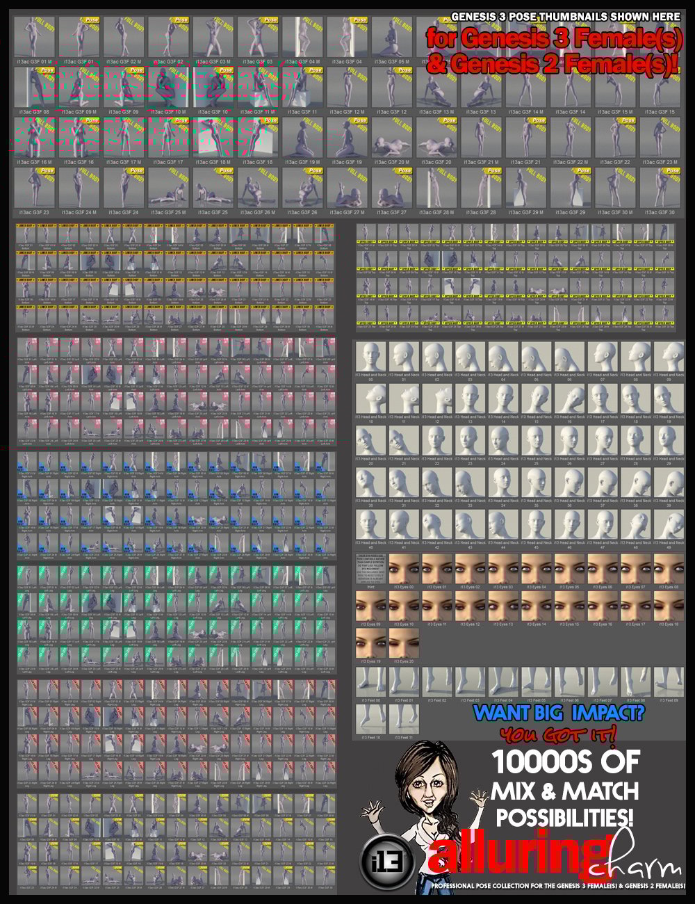 i13 Alluring Charm Mega Organized Pose Collection i13 Alluring Charm Mega Organized Pose Collection by: ironman13, 3D Models by Daz 3D