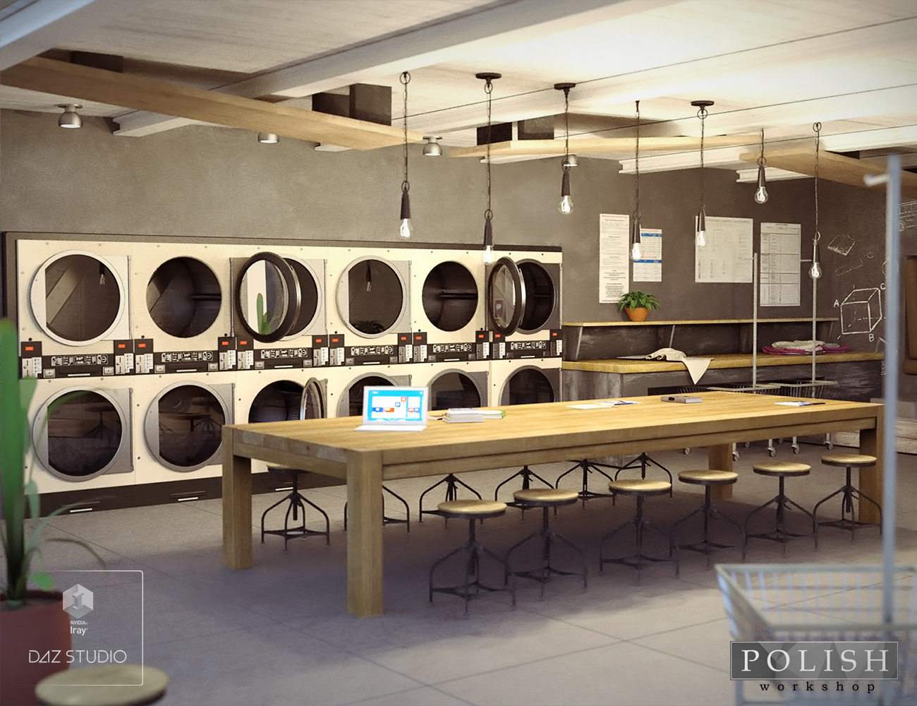 Laundromat Cafe | Daz 3D