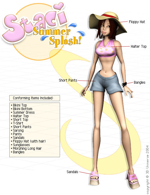 Staci Summer Splash! by: 3D Universe, 3D Models by Daz 3D