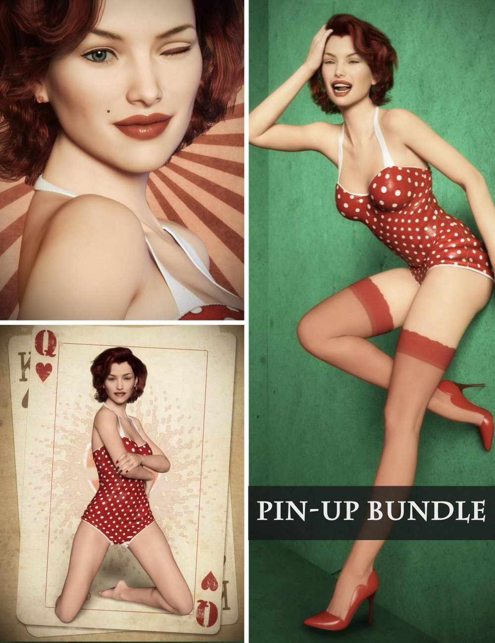 Pin-up Backgrounds, Poses and Expressions by: Neikdian, 3D Models by Daz 3D