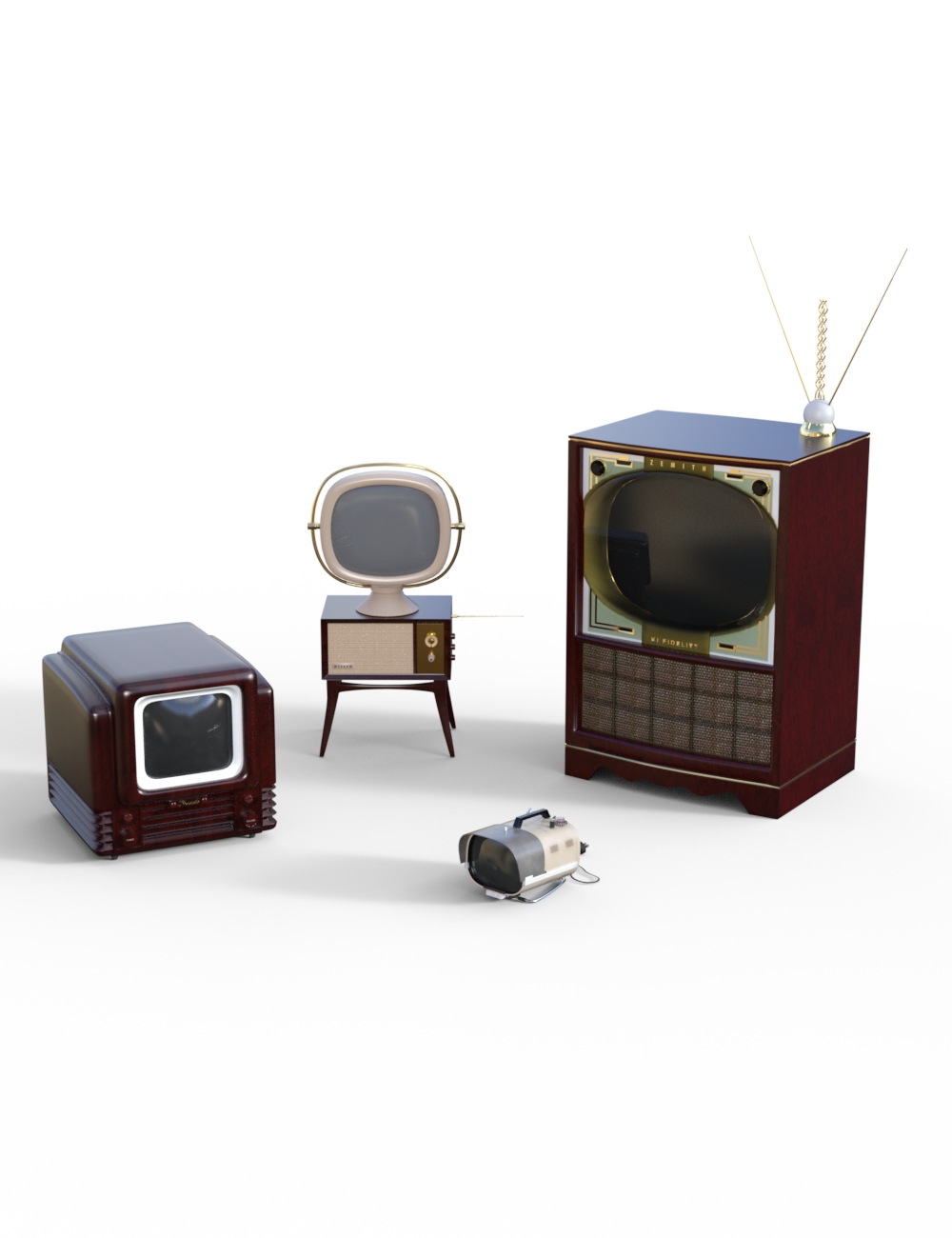 Vintage Television Sets by: PerspectX, 3D Models by Daz 3D