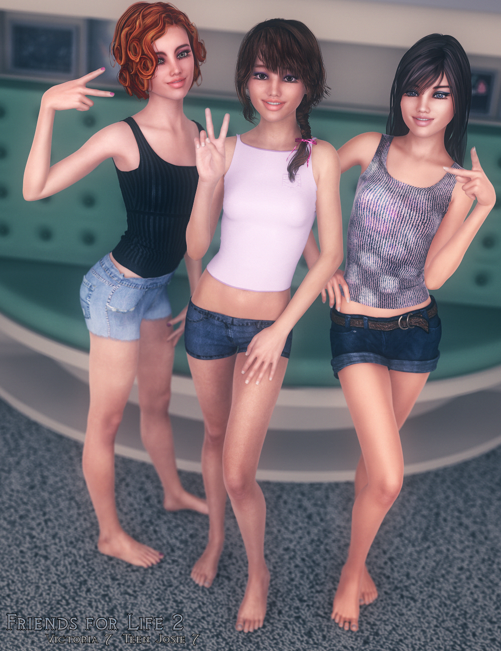 Friends for Life 2 Poses by: Mattymanx, 3D Models by Daz 3D