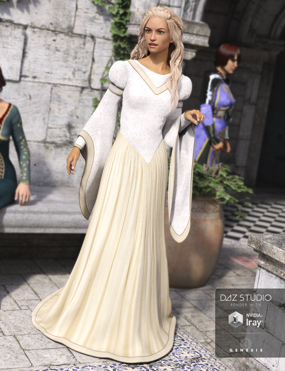 Medieval Princess Dress for Genesis 3 Female(s) by: Mada, 3D Models by Daz 3D