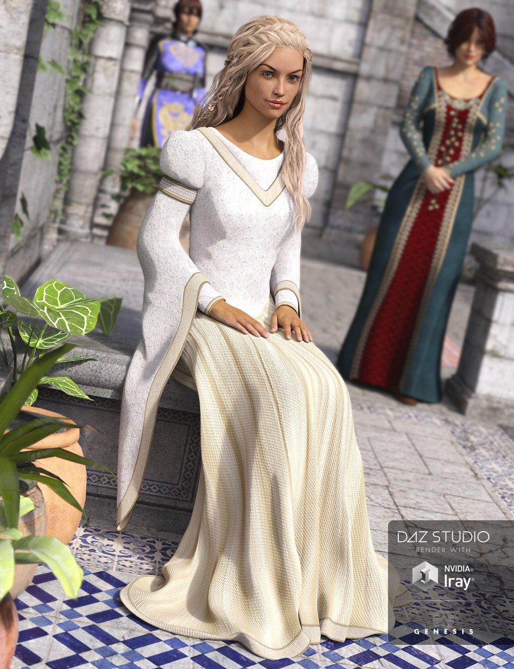 Medieval Princess Dress for Genesis 3 Female(s) by: Mada, 3D Models by Daz 3D