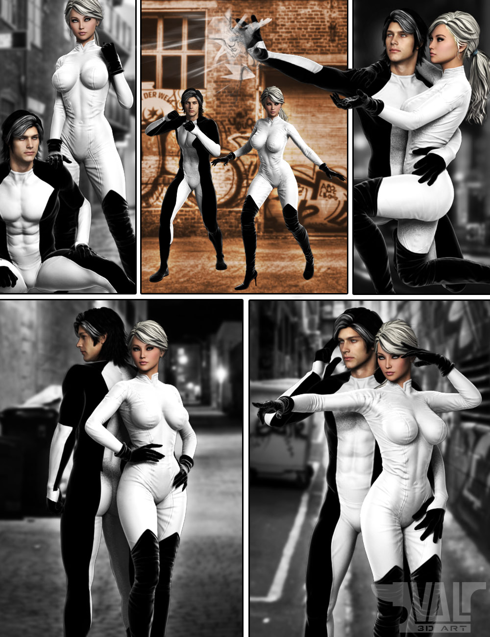 Superhero Poses by: Val3dart, 3D Models by Daz 3D