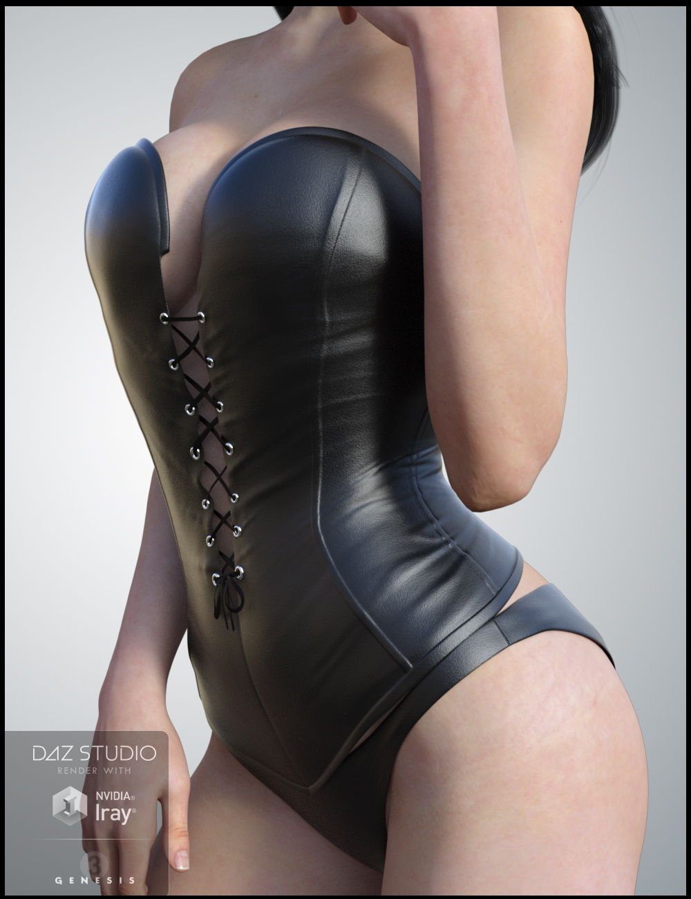 Leather Bustier for Genesis 3 Female(s) by: Nikisatez, 3D Models by Daz 3D
