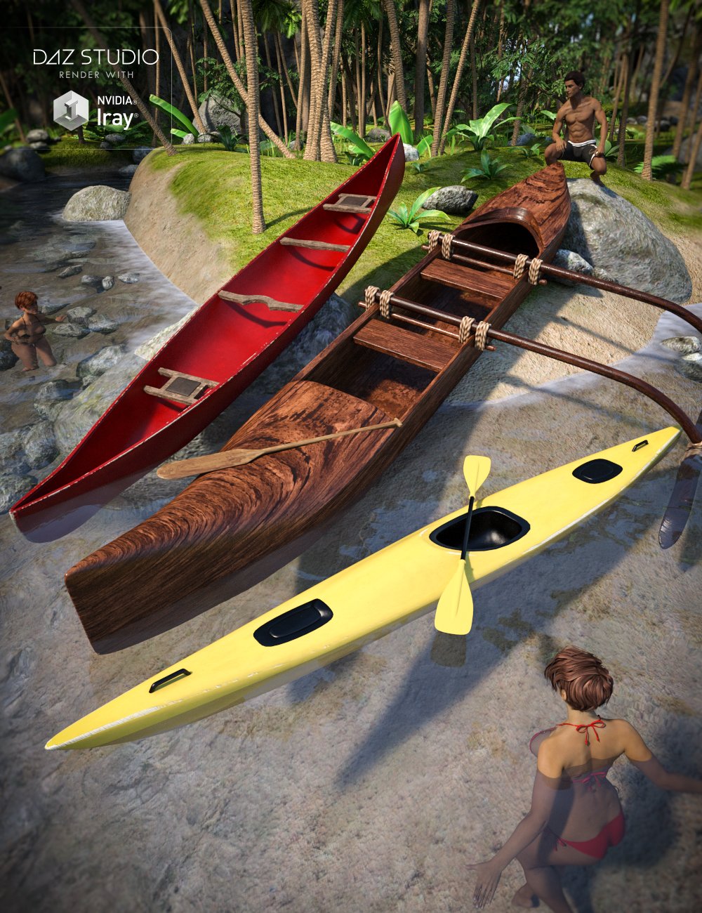 Canoes by: Valandar, 3D Models by Daz 3D