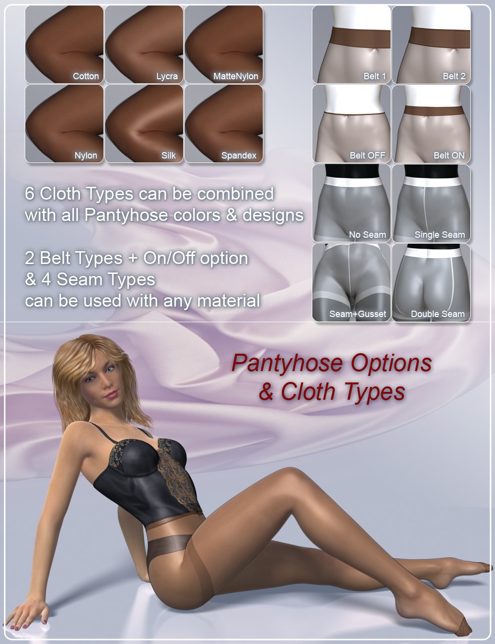 Morphing Pantyhose for Genesis 3 and 8 Female(s) by: CJ-Studio, 3D Models by Daz 3D