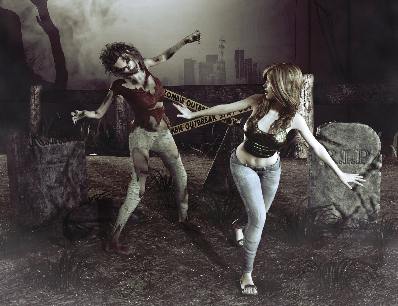 Zombie Run Poses by: lunchlady, 3D Models by Daz 3D