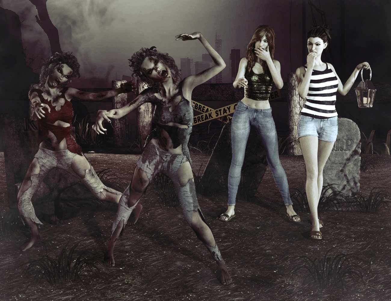 Zombie Run Poses by: lunchlady, 3D Models by Daz 3D