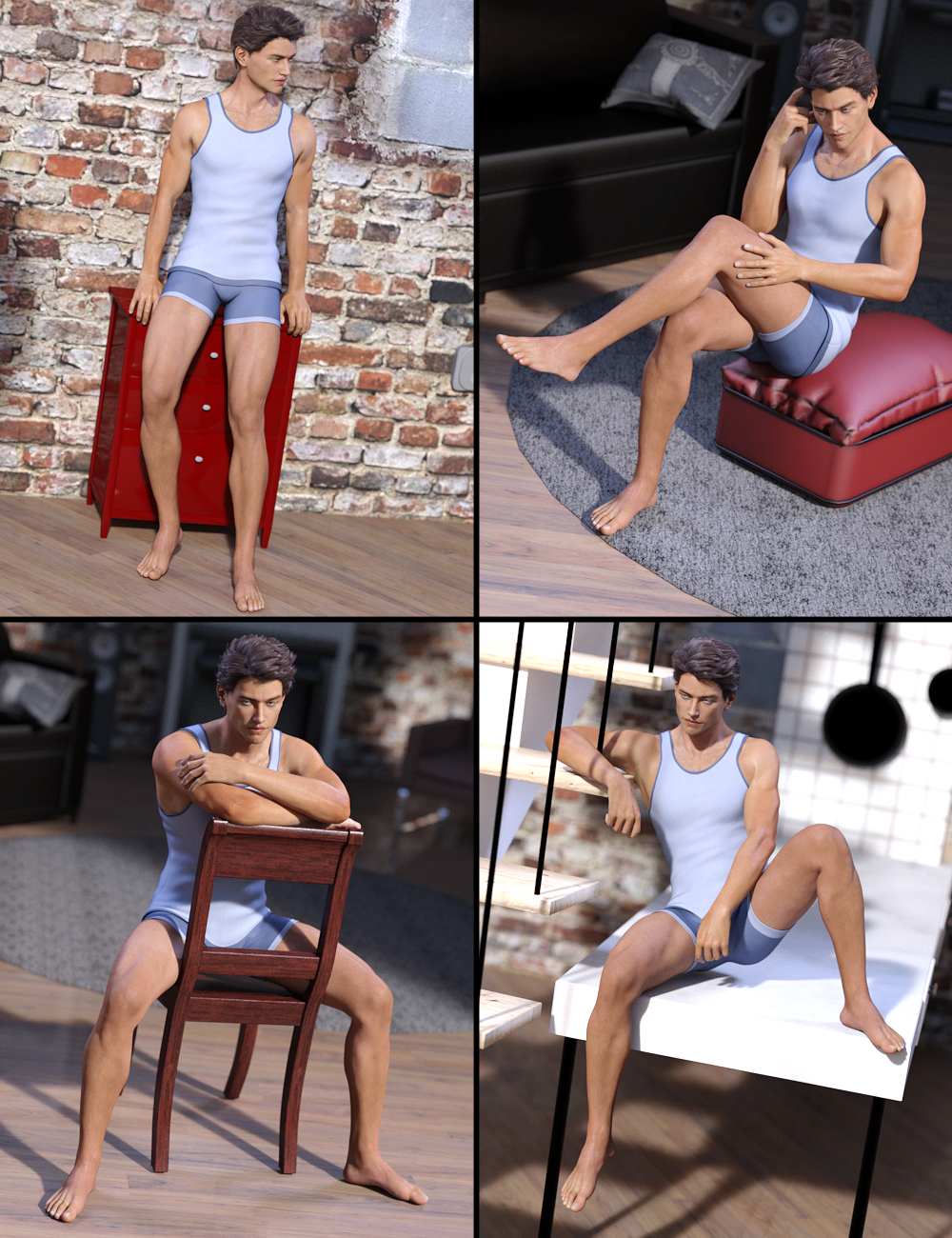 Urban Model Poses for Genesis 3 Male & Michael 7 by: Val3dart, 3D Models by Daz 3D