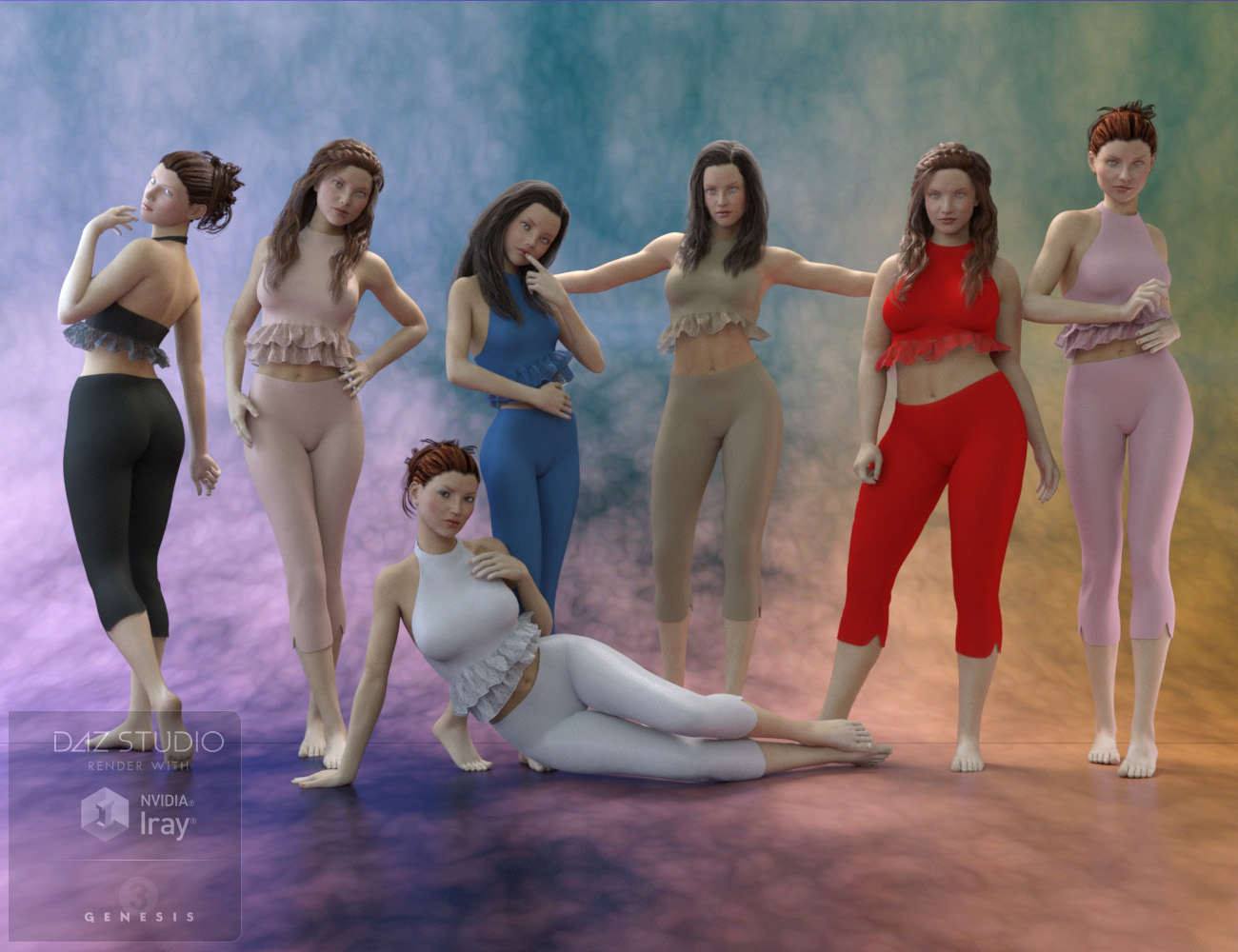 Peaches And Capris for Genesis 3 Female(s) by: DraagonStorm, 3D Models by Daz 3D