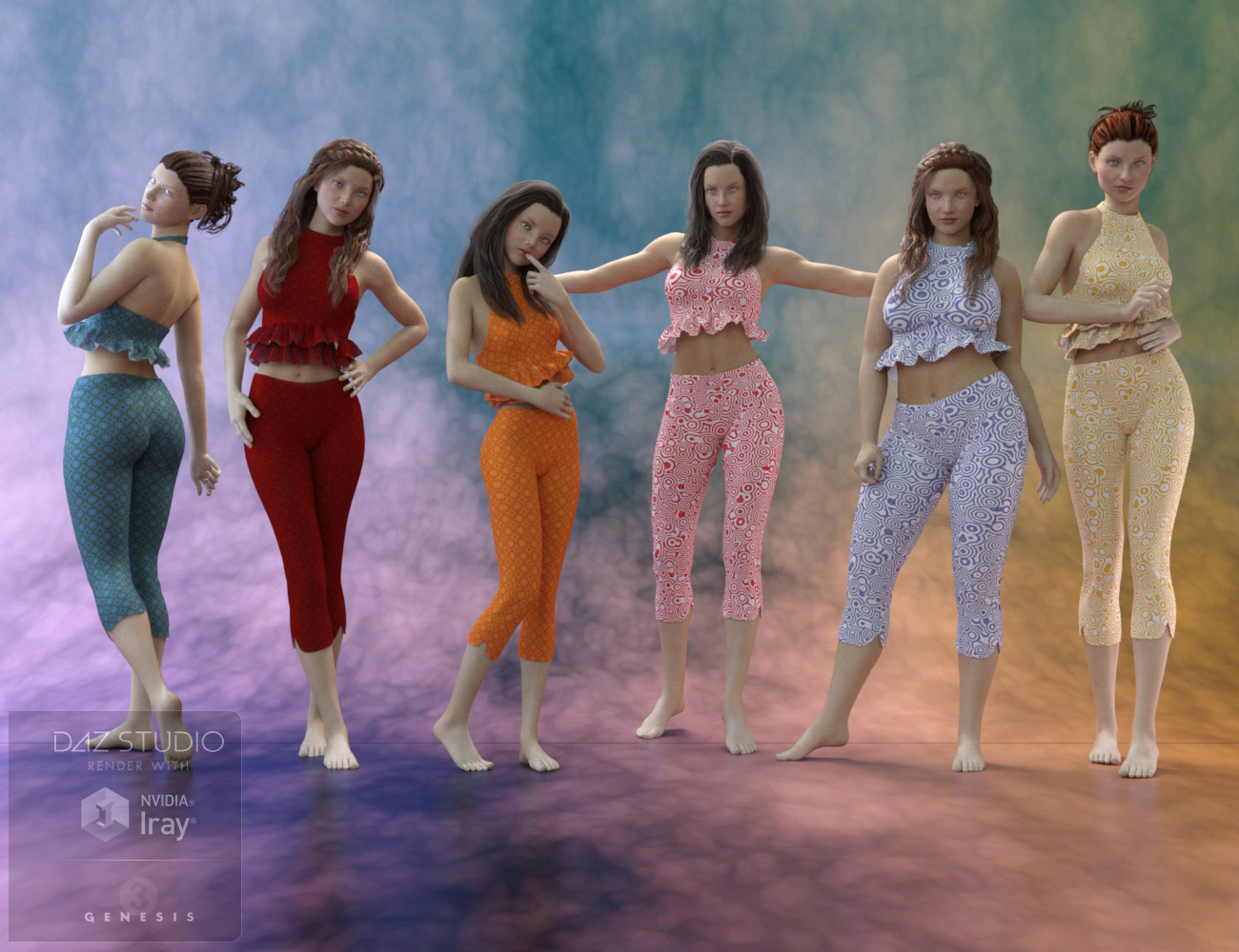 Peaches And Capris for Genesis 3 Female(s) by: DraagonStorm, 3D Models by Daz 3D