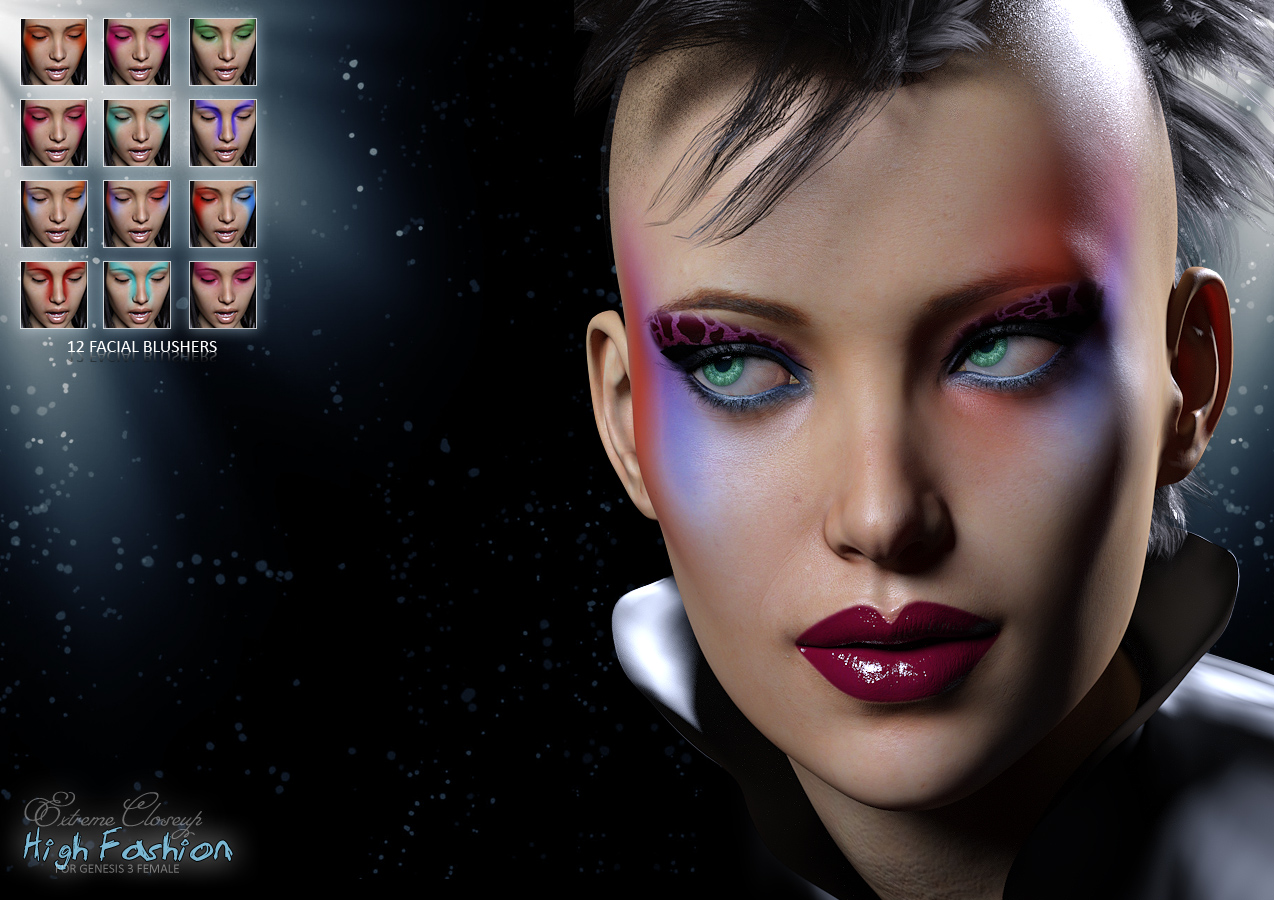 Extreme Closeup: High Fashion Makeup for Genesis 3 Female(s) by: ForbiddenWhisperschevybabe25, 3D Models by Daz 3D