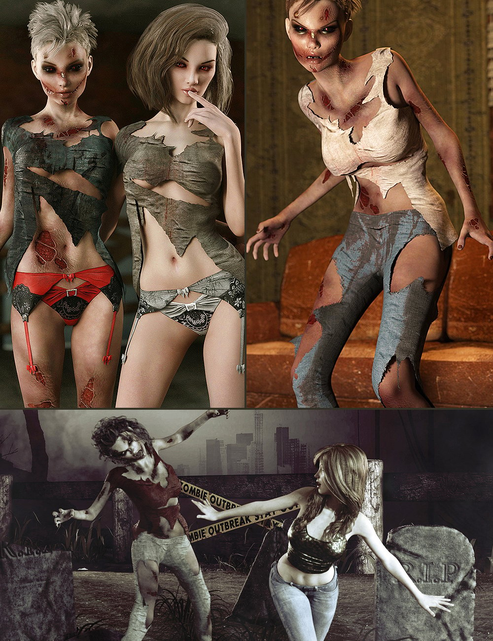 Zombie Bundle by: , 3D Models by Daz 3D