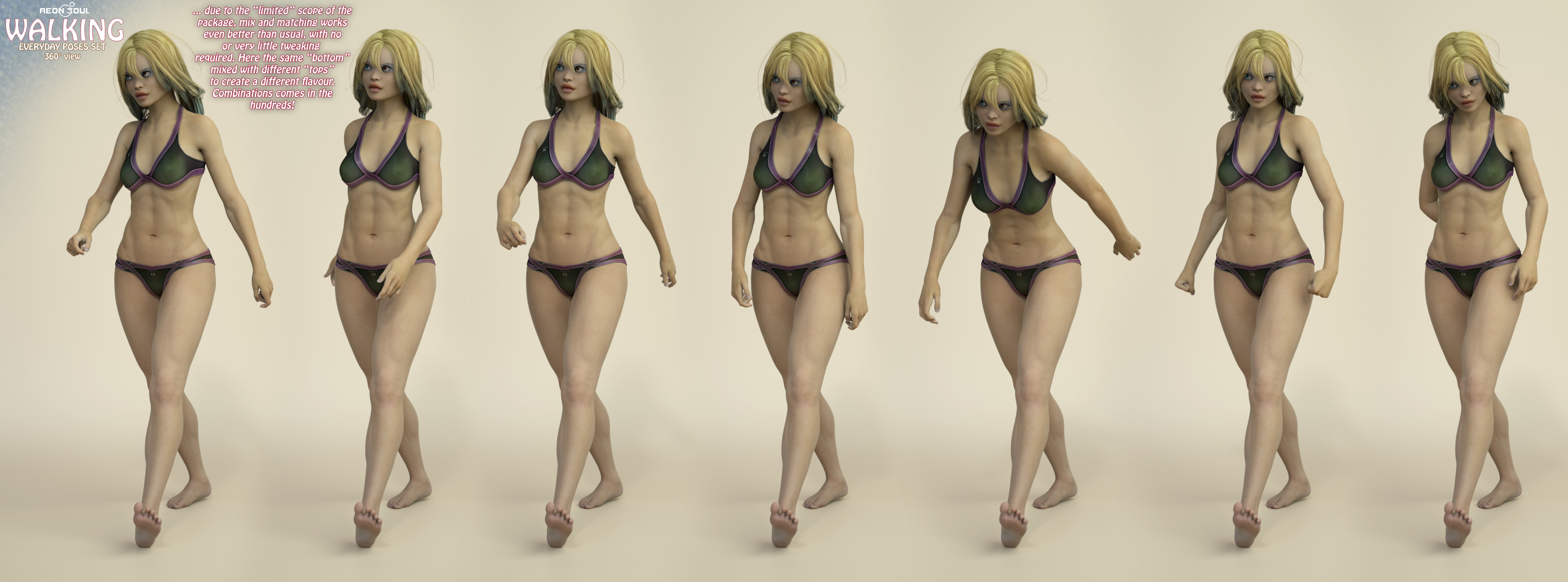 EveryDay Poses: Walking for Genesis 3 Female(s) by: Aeon Soul, 3D Models by Daz 3D