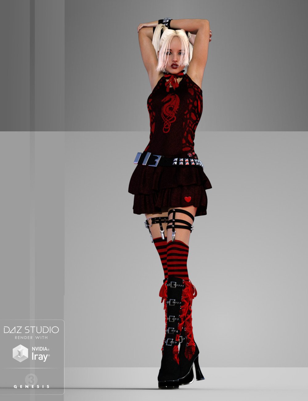 Studded Goth for Genesis 3 Female(s) by: , 3D Models by Daz 3D