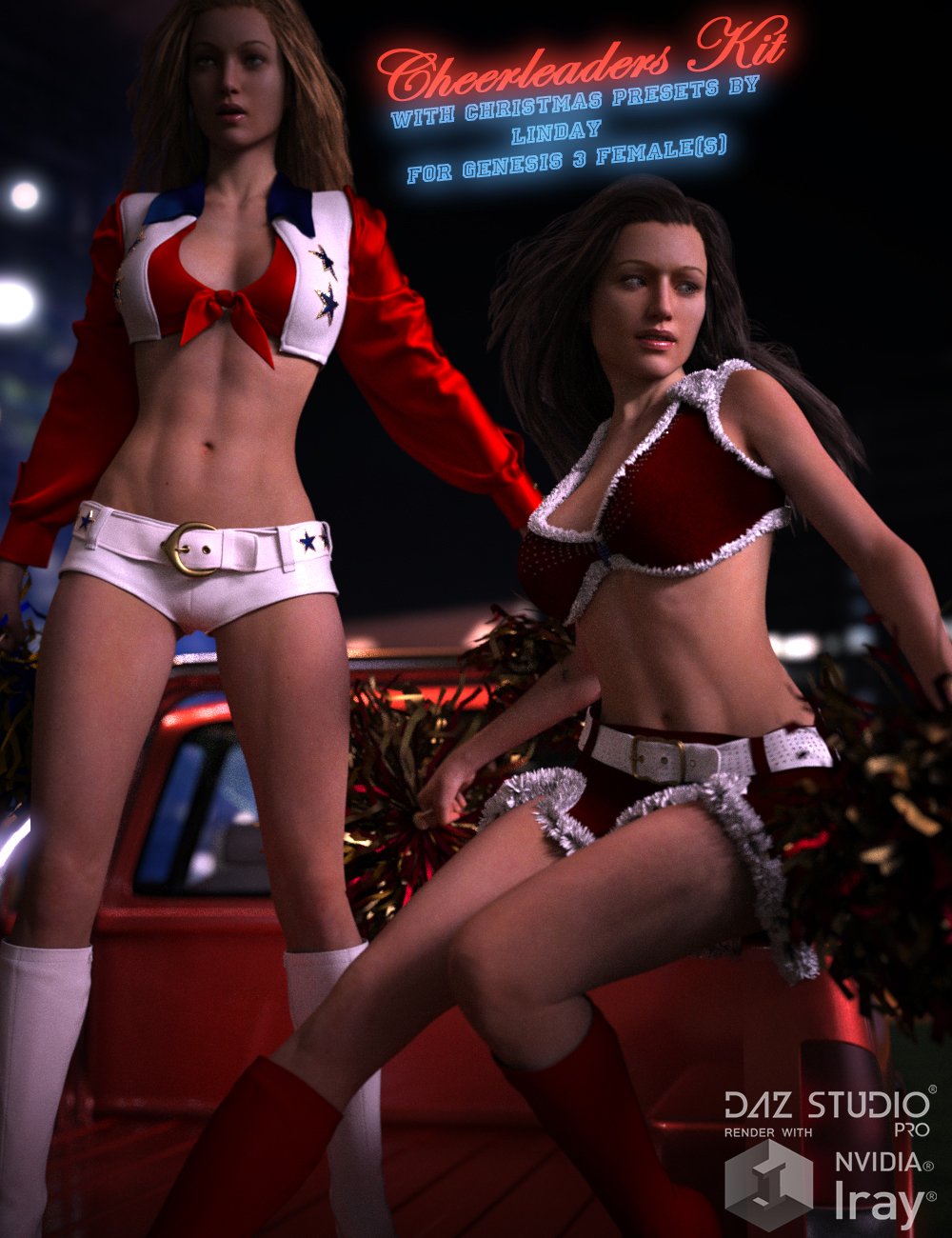 Cheerleaders Kit for Genesis 3 Female(s) by: Linday, 3D Models by Daz 3D