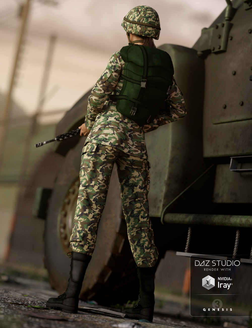 Army Uniform for Genesis 3 Female(s) and Genesis 2 Female(s) by: Sarsa, 3D Models by Daz 3D