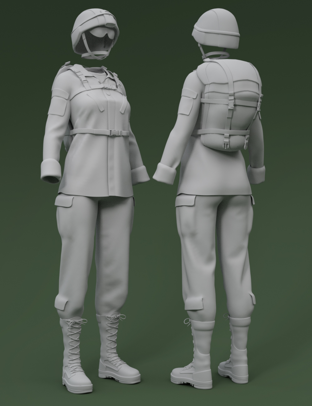 Army Uniform for Genesis 3 Female(s) and Genesis 2 Female(s) by: Sarsa, 3D Models by Daz 3D