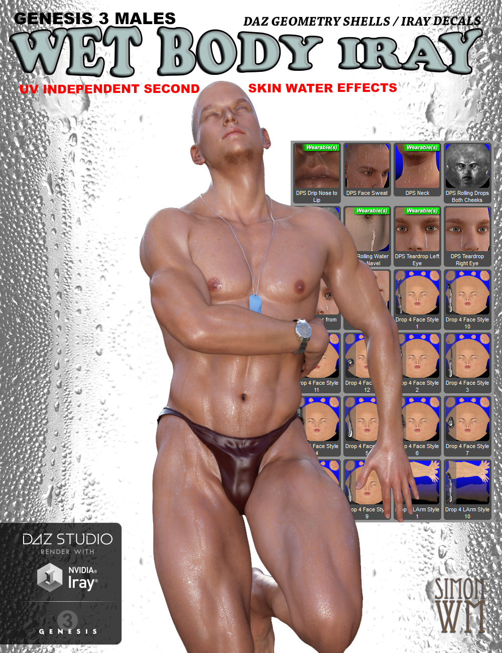 Genesis 3 Male(s) Wet Body Iray by: SimonWM, 3D Models by Daz 3D