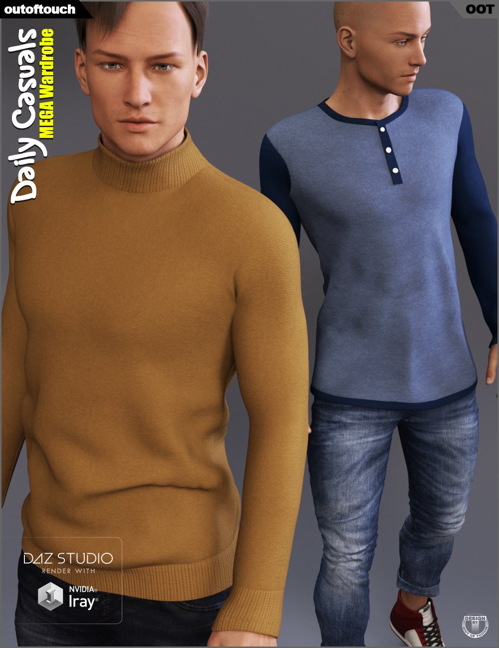 Daily Casuals MEGA Wardrobe for Genesis 3 Male(s) by: outoftouch, 3D Models by Daz 3D