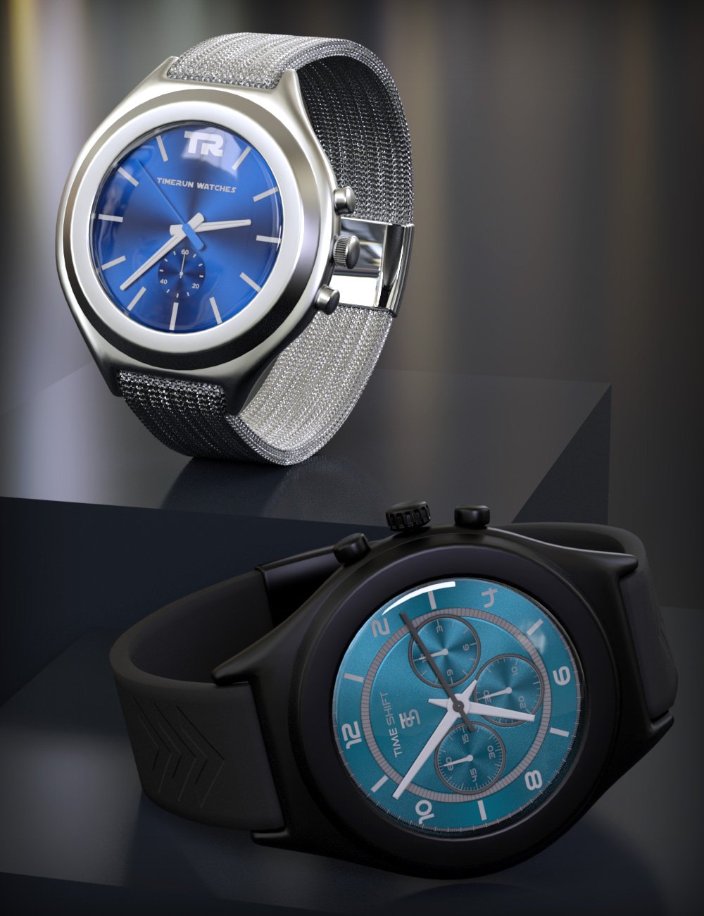 Varied Round Watches for Round Wristwatch by: esha, 3D Models by Daz 3D