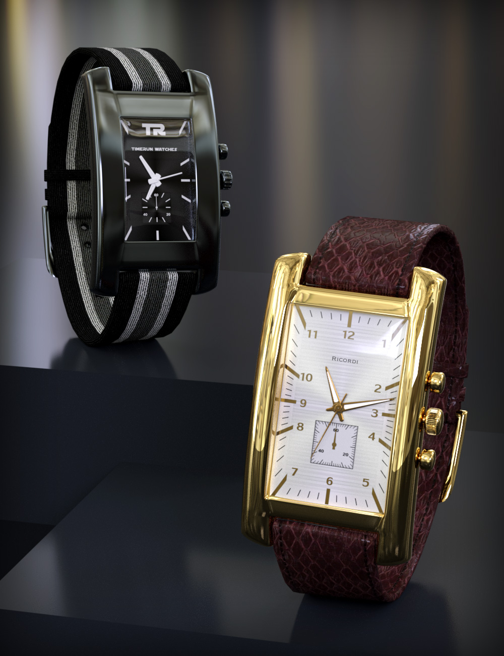 Varied Square Watches for Square Wristwatch by: esha, 3D Models by Daz 3D
