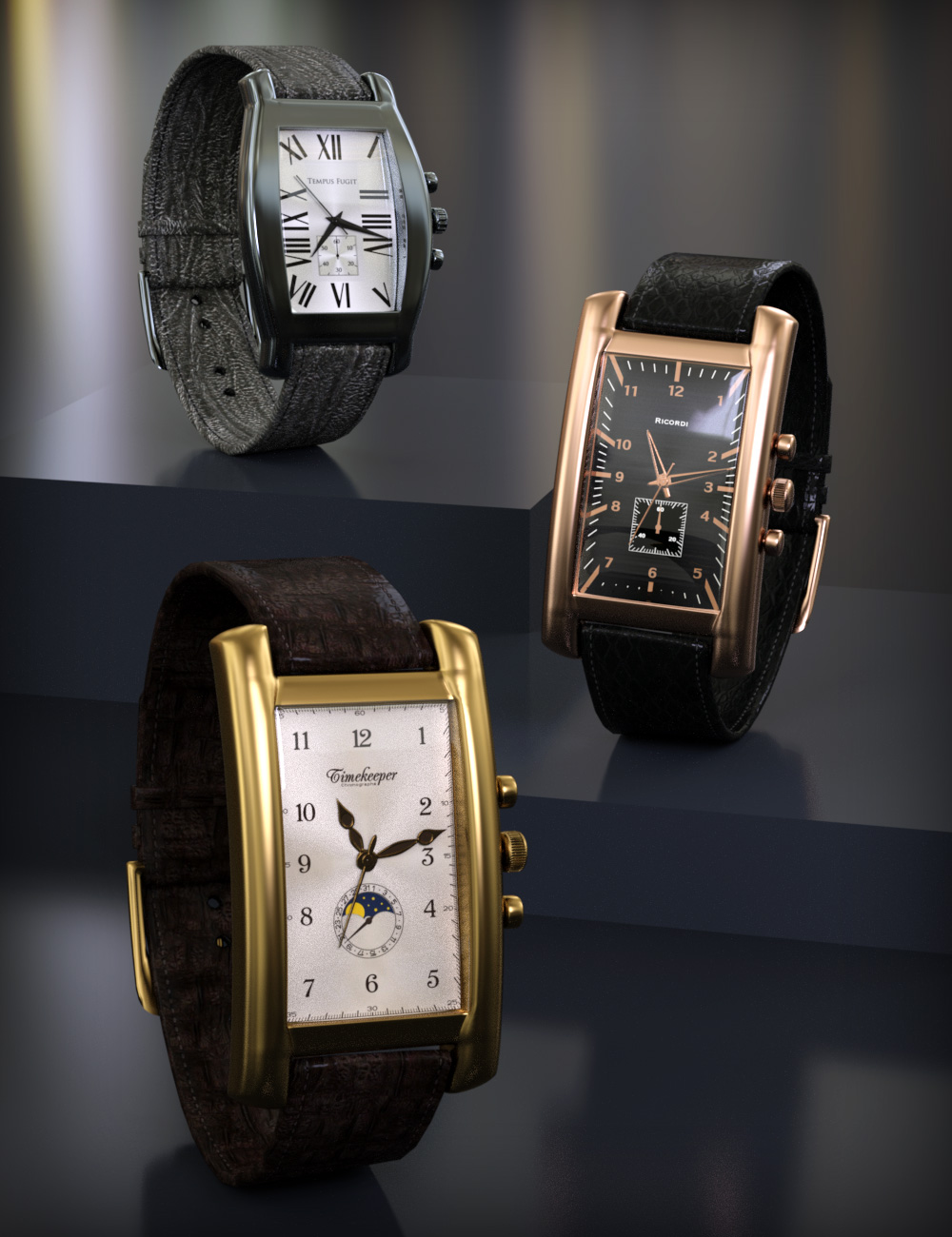 Varied Square Watches for Square Wristwatch Daz 3D