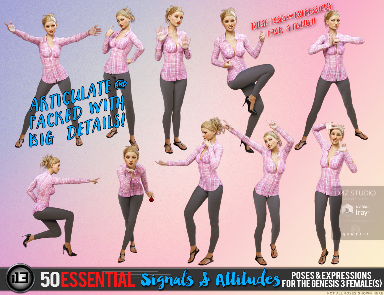 i13 50 Essential Signals and Attitudes Poses and Expressions i13 50 Essential Signals and Attitudes Poses and Expressions by: ironman13, 3D Models by Daz 3D