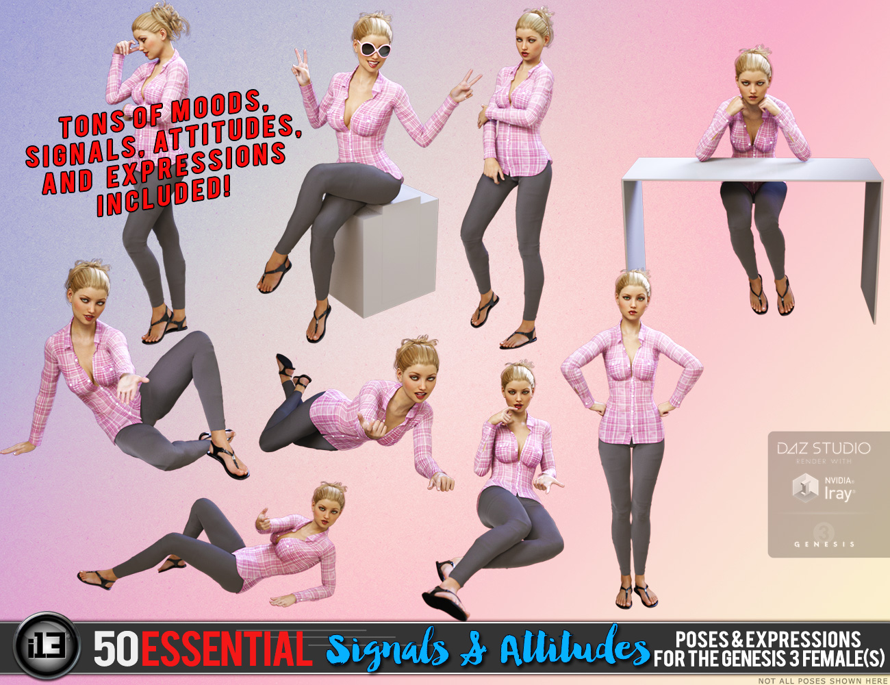 i13 50 Essential Signals and Attitudes Poses and Expressions by: ironman13, 3D Models by Daz 3D