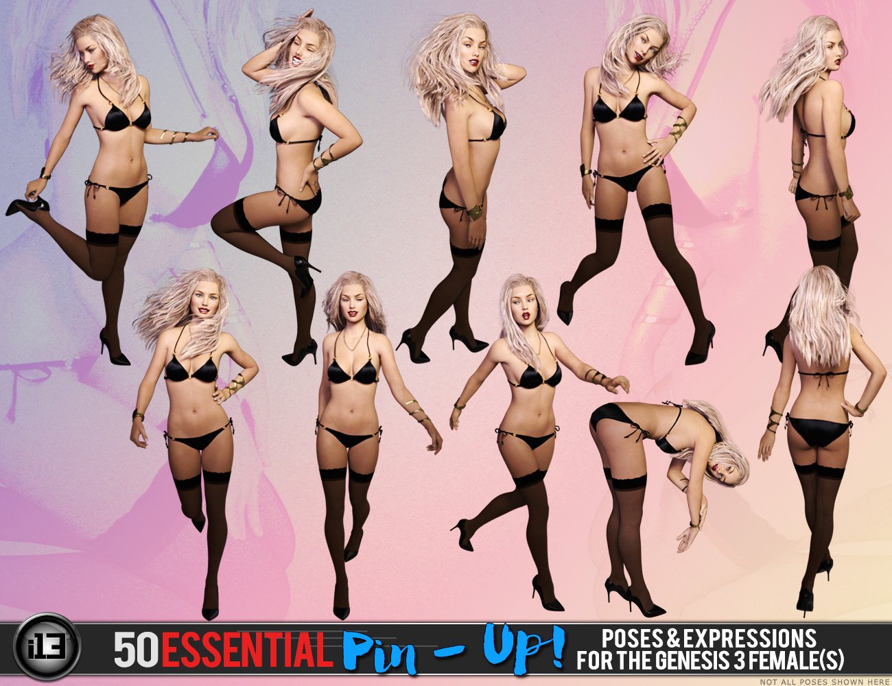 i13 50 Essential Pin Up Poses and Expressions by: ironman13, 3D Models by Daz 3D