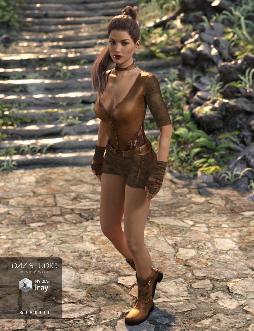 Badlands Roamer Outfit for Genesis 3 Female(s) by: 4blueyes, 3D Models by Daz 3D