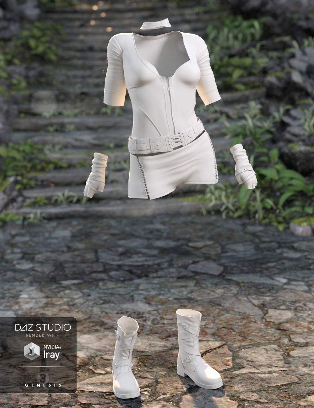 Badlands Roamer Outfit for Genesis 3 Female(s) by: 4blueyes, 3D Models by Daz 3D