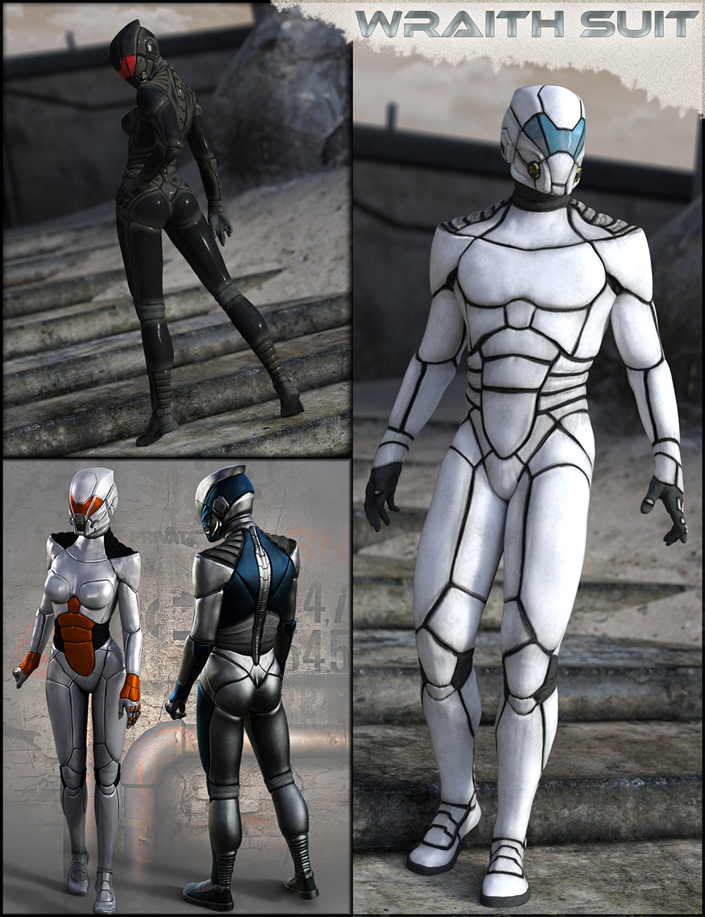 HFS Wraith Suit Bundle by: Shox-DesignDarioFish, 3D Models by Daz 3D