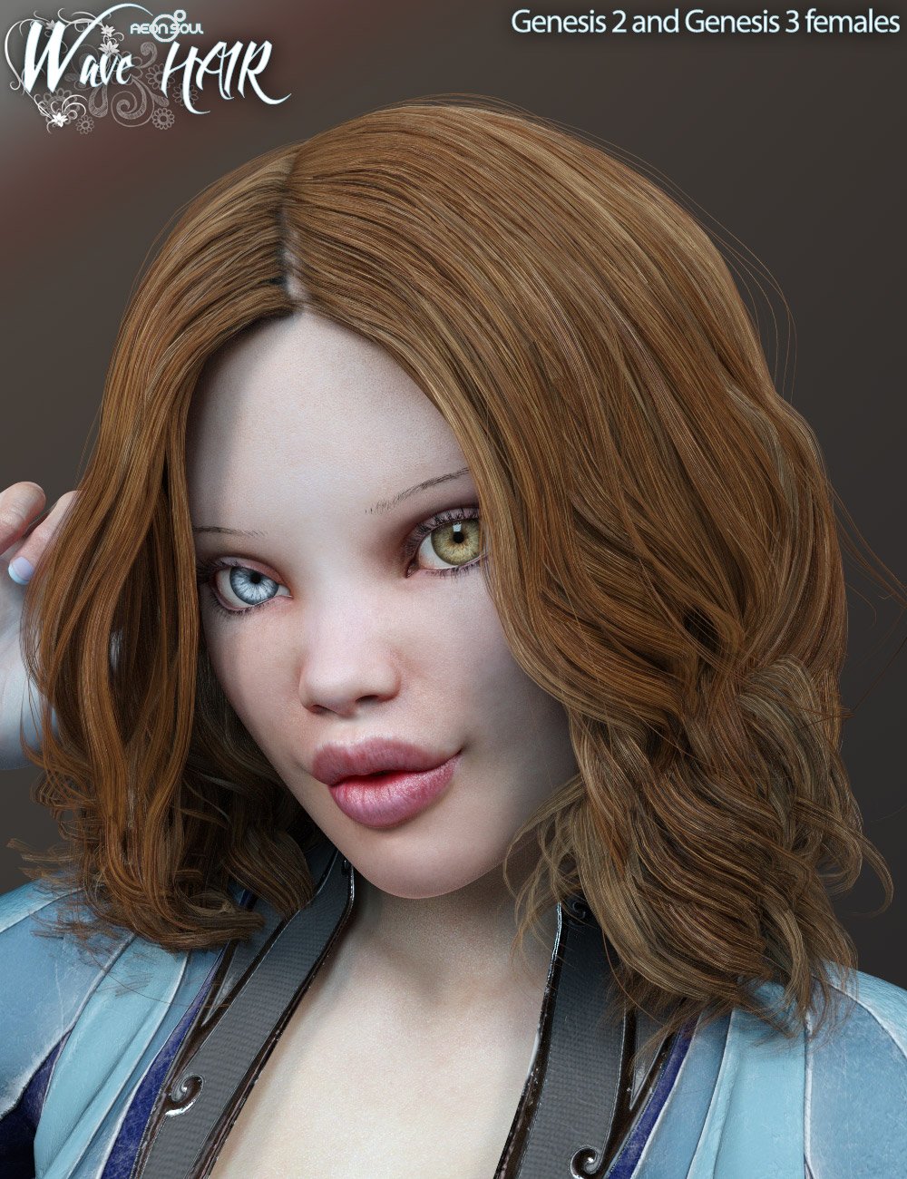 Wave Hair for the Genesis 3 Female(s) and Genesis 2 Female(s) by: Aeon Soul, 3D Models by Daz 3D