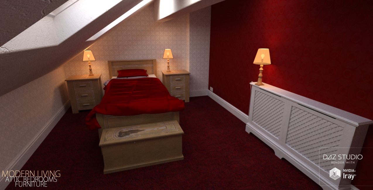 Modern Living Attic Bedroom Furniture Modern Living Attic Bedroom Furniture by: David BrinnenForbiddenWhispers, 3D Models by Daz 3D