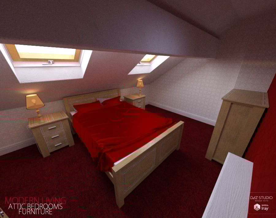 Modern Living Attic Bedroom Furniture Modern Living Attic Bedroom Furniture by: David BrinnenForbiddenWhispers, 3D Models by Daz 3D