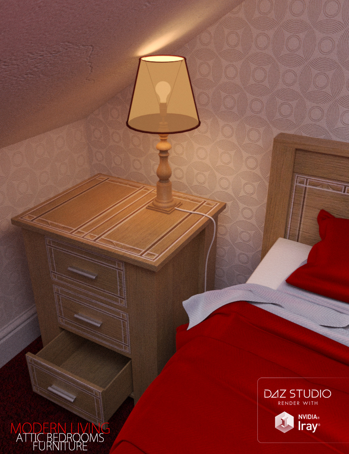 Modern Living Attic Bedroom Furniture by: David BrinnenForbiddenWhispers, 3D Models by Daz 3D