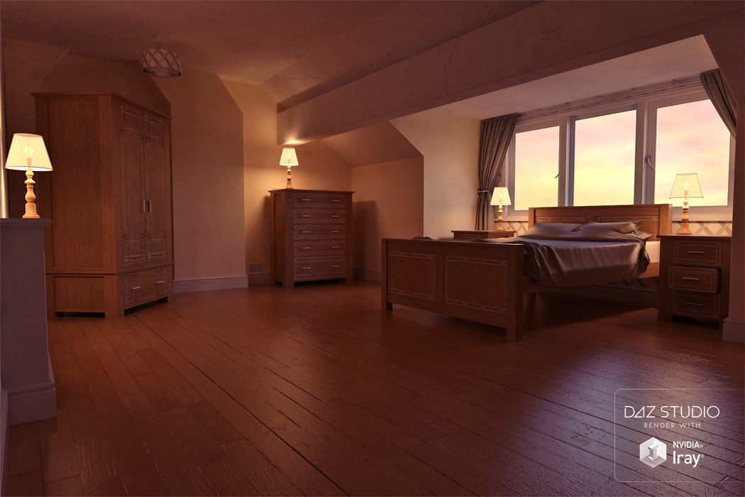 Modern Living Attic Bedroom Furniture by: David BrinnenForbiddenWhispers, 3D Models by Daz 3D