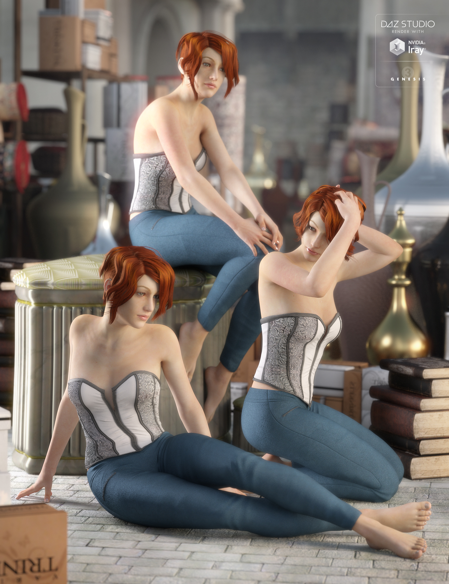 Classic Pin-Up Sitting Poses for Genesis 3 Female(s) by: FeralFey, 3D Models by Daz 3D