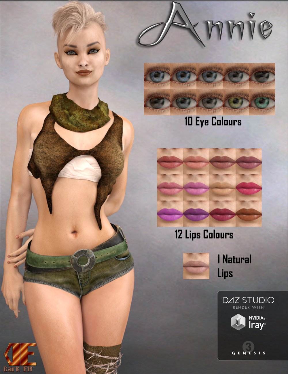 DE Annie for Genesis 3 Female DE Annie for Genesis 3 Female by: Dark-Elf, 3D Models by Daz 3D