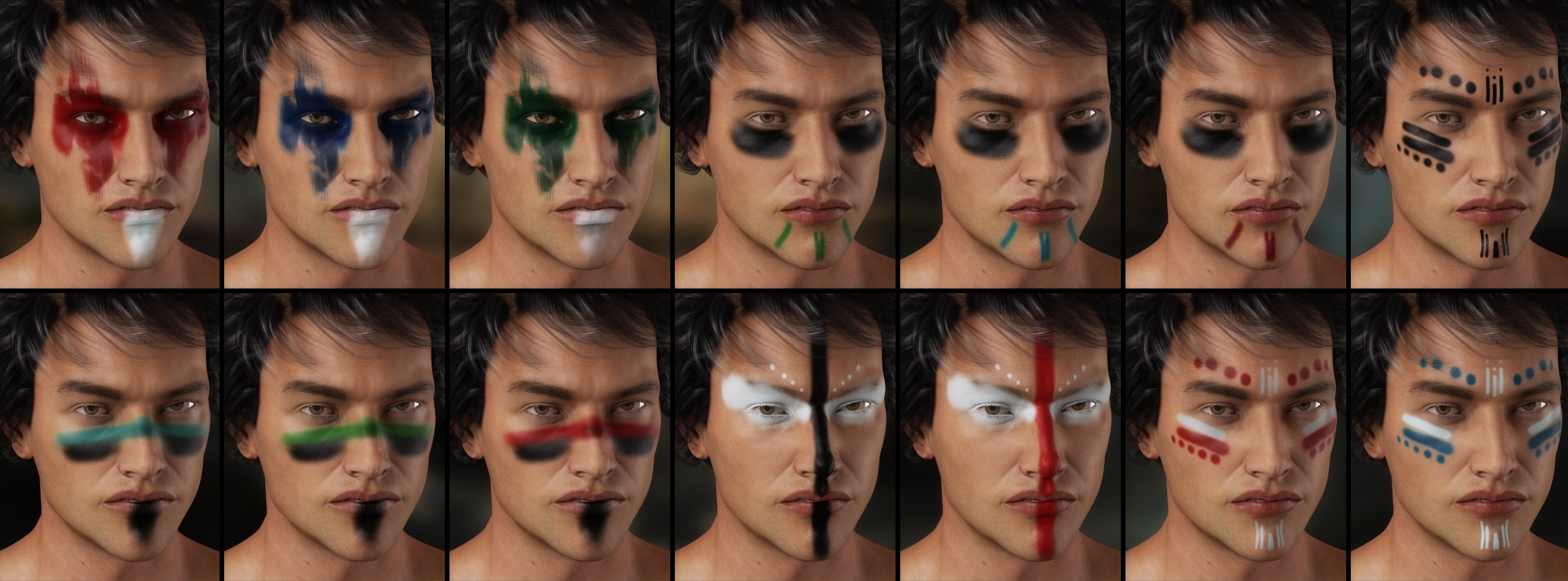 Warrior Make-up for Genesis 3 Male(s) Warrior Make-up for Genesis 3 Male(s) by: Neikdian, 3D Models by Daz 3D