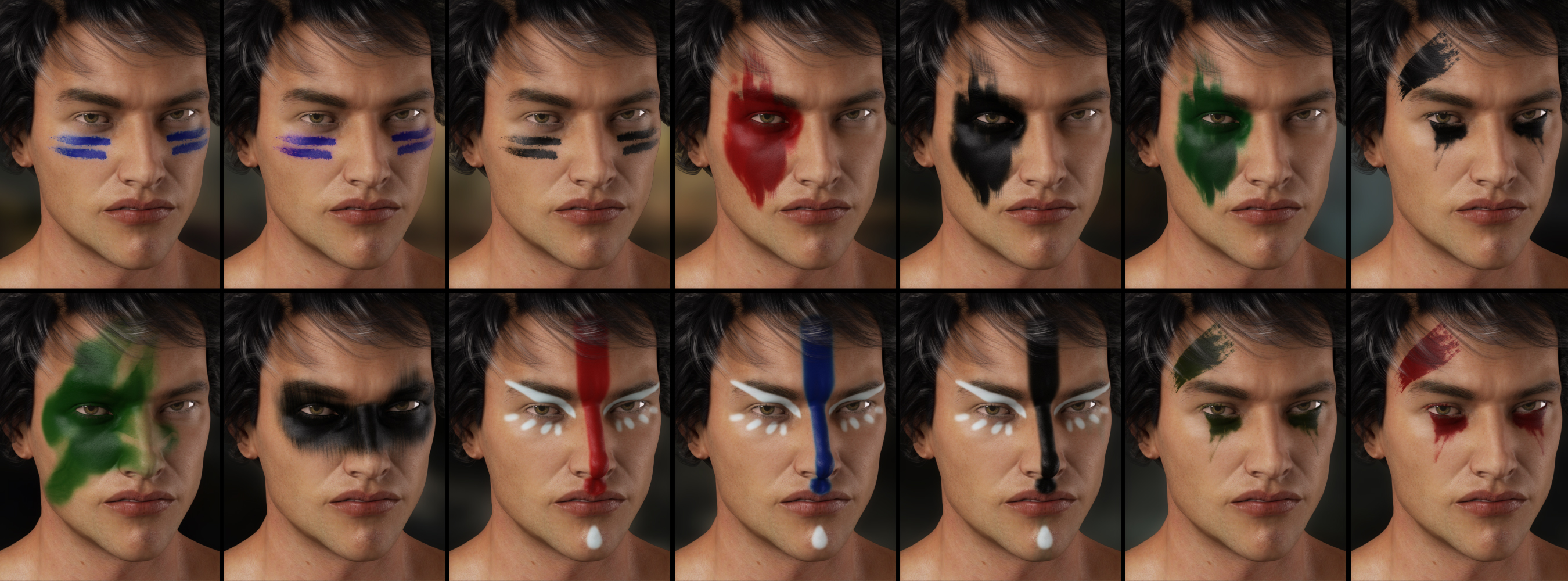 Warrior Make-up for Genesis 3 Male(s) by: Neikdian, 3D Models by Daz 3D