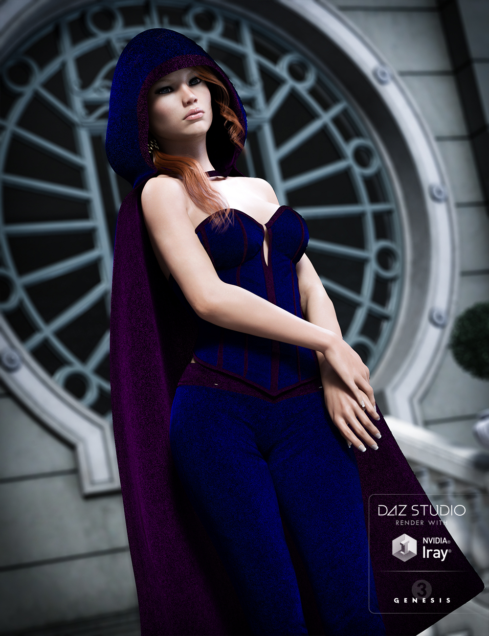 Hooded Cloak for Genesis 3 Female(s) by: JGreenleesPoisenedLily, 3D Models by Daz 3D
