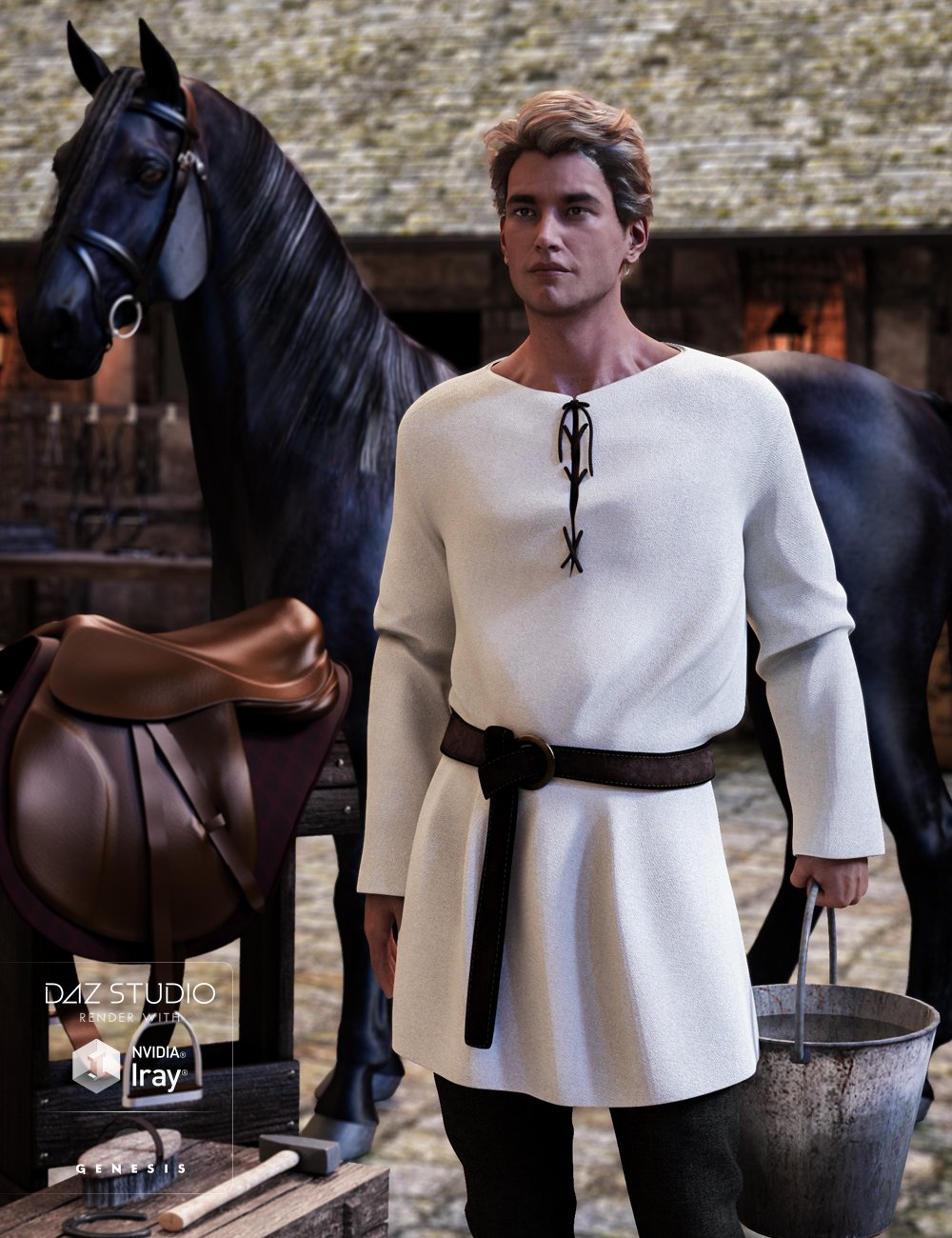 Peasant Outfit for Genesis 3 Male(s) by: Mada, 3D Models by Daz 3D