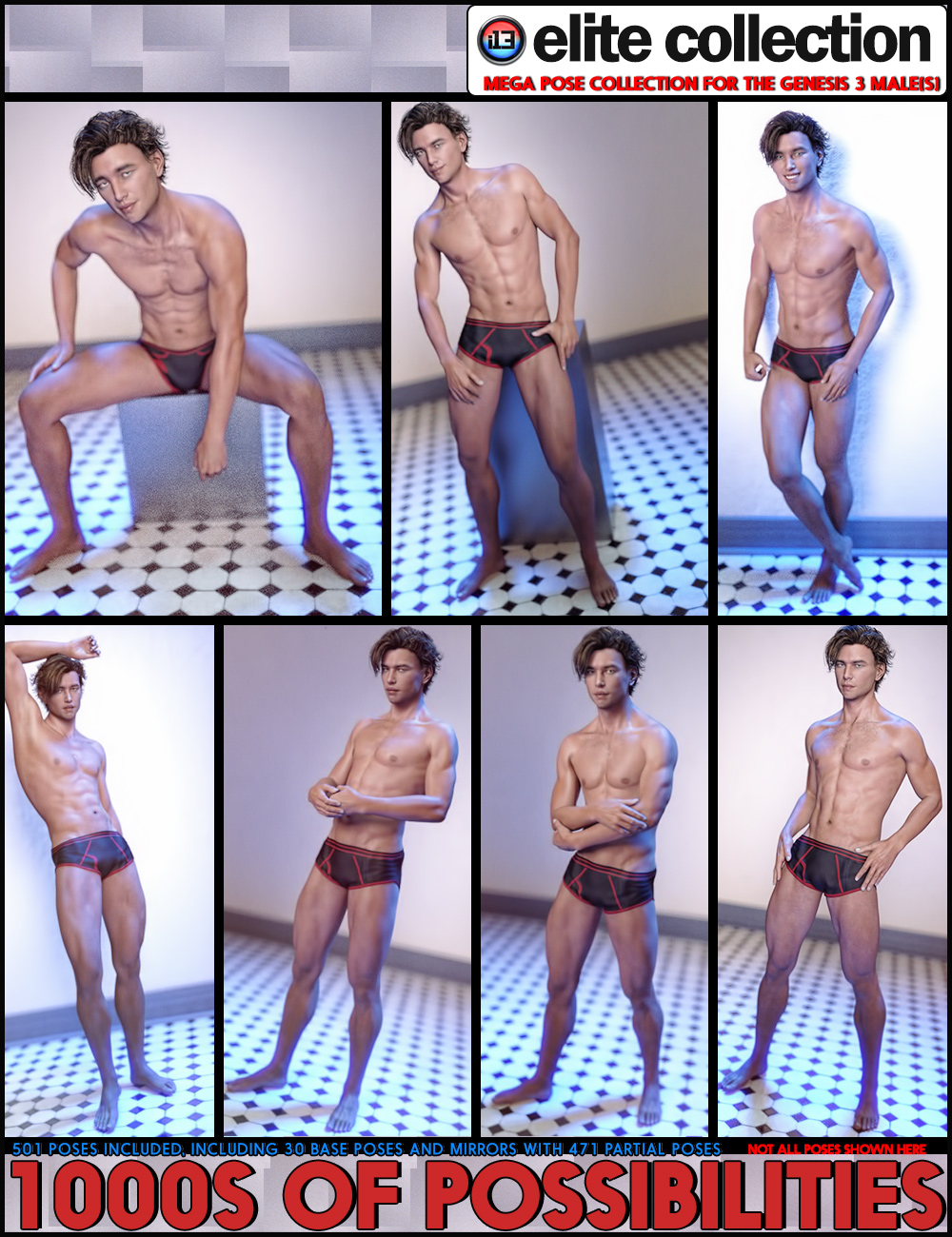 i13 Elite Collection Poses for the Genesis 3 Male(s) by: ironman13, 3D Models by Daz 3D